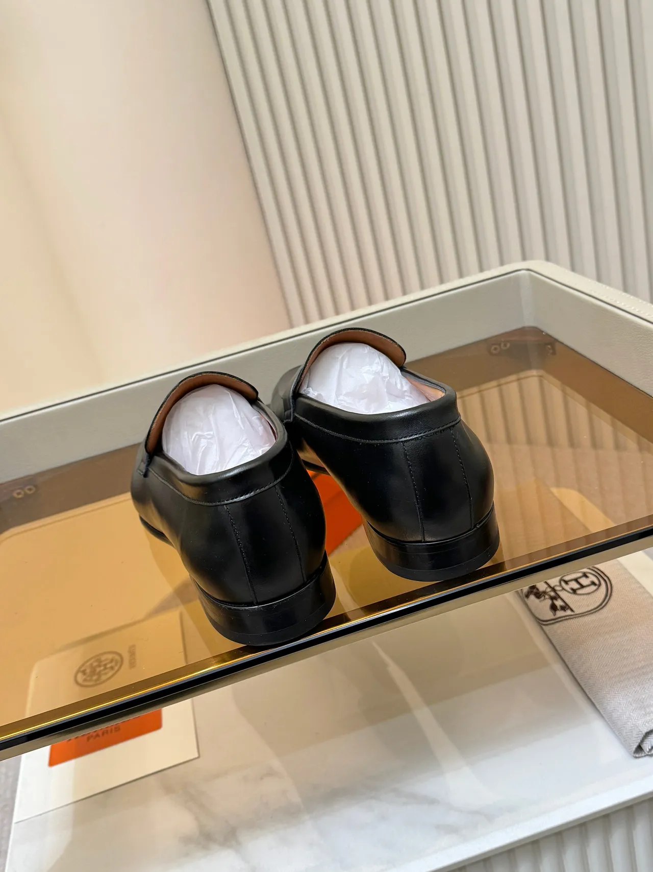 Black Polished Leather Penny Strap Loafer 3