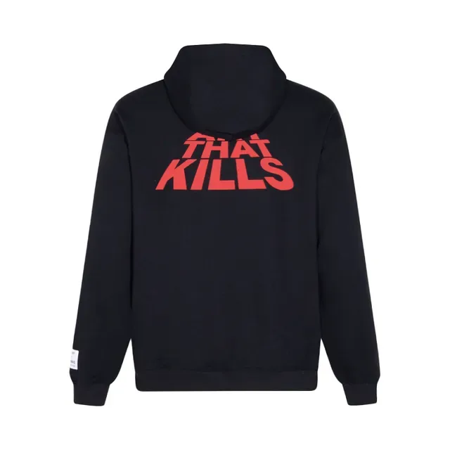 Black Red Pullover Kangaroo Pocket Hoodie 3
