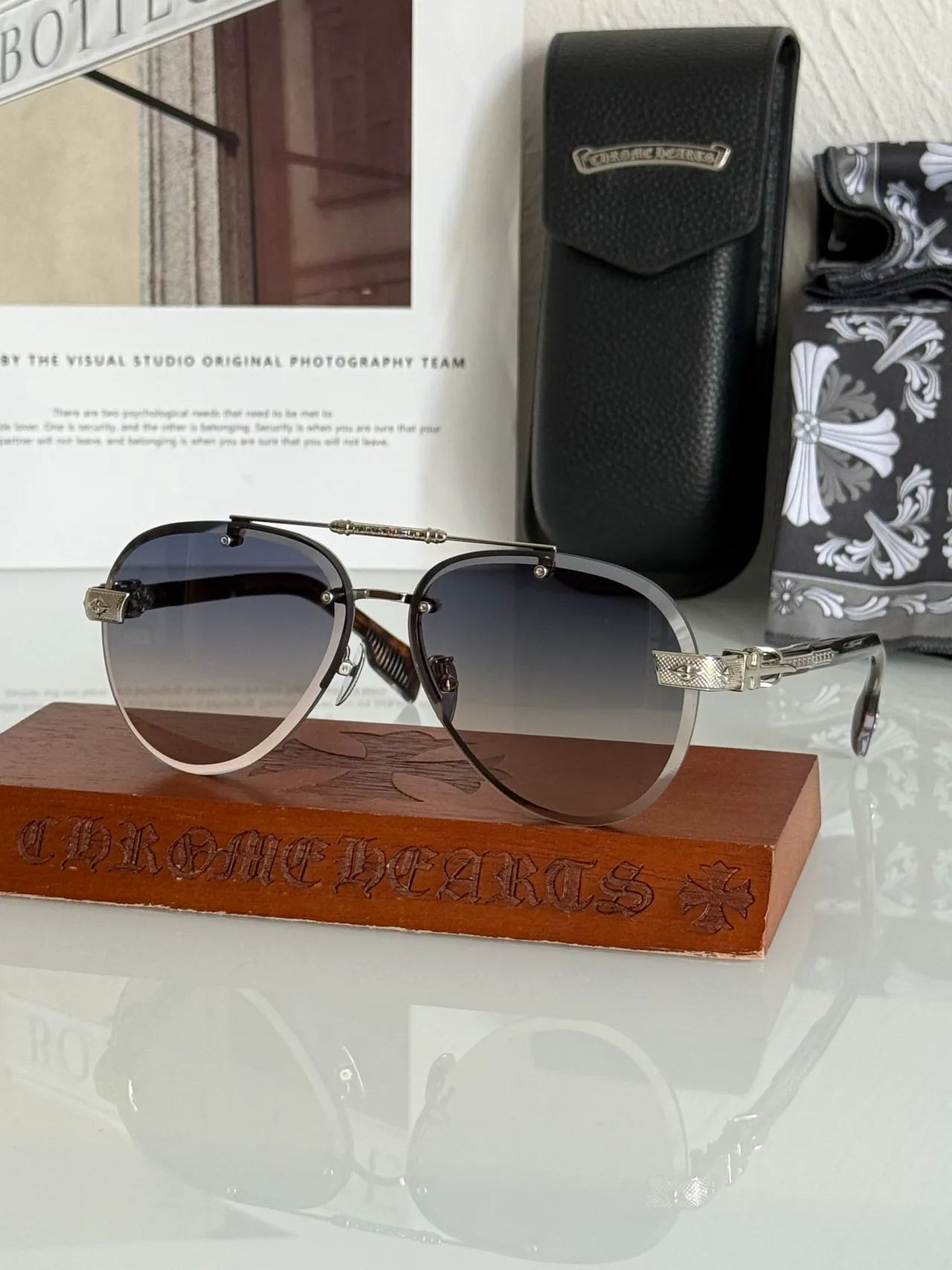 Black Silver Aviator Metal Frame Sunglasses 3