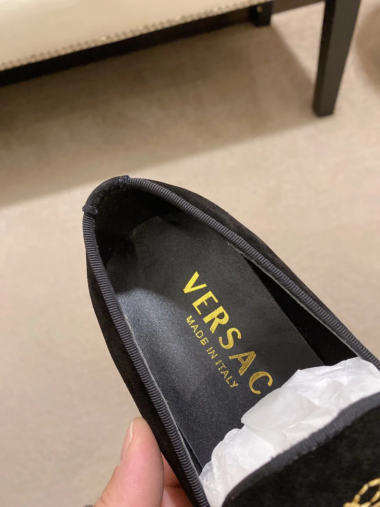 Black Velvet Embroidered Slip-On Loafers 5