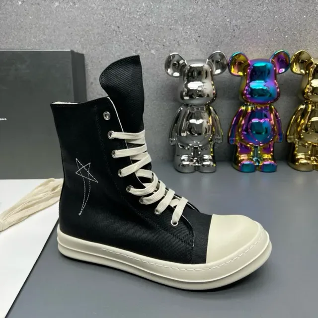 Black White High-Top Canvas Upper Lifestyle Sneakers 3
