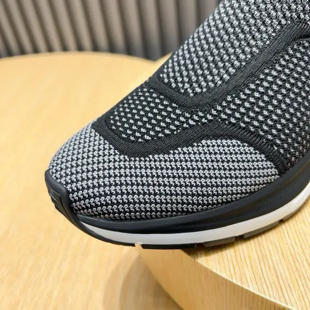 Black White Knit Slip-On Monochrome Mesh Upper Sneakers 7