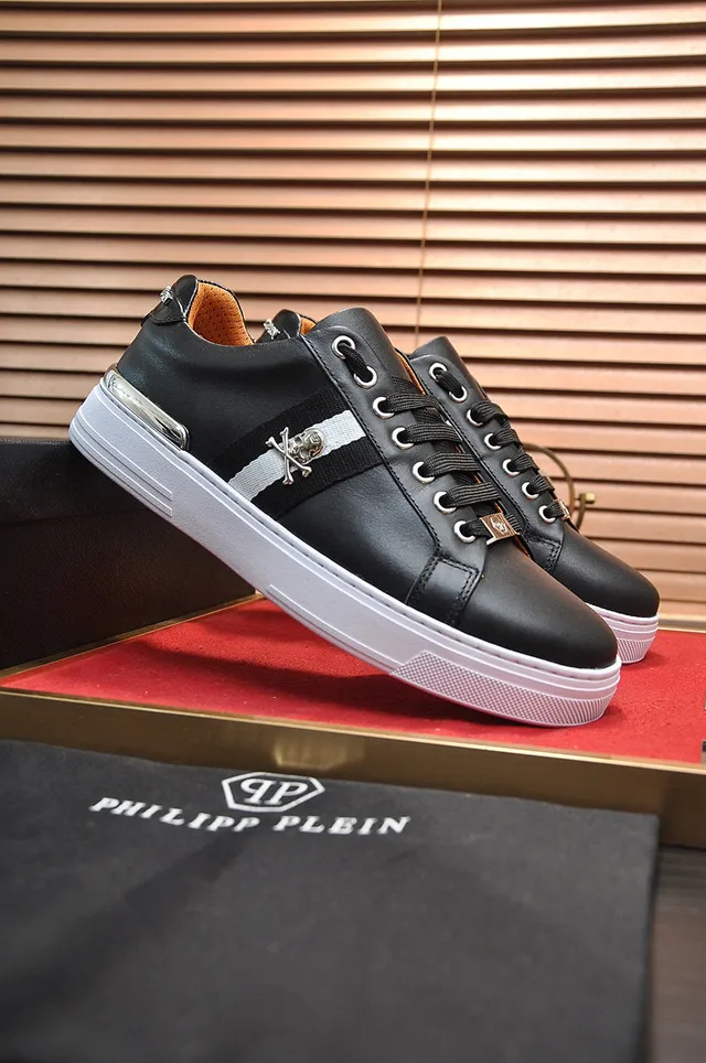 Black White Leather Upper Cupsole Sneakers 8