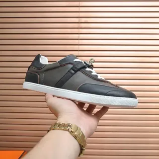 Black White Leather Upper Rubber Sole Sneakers