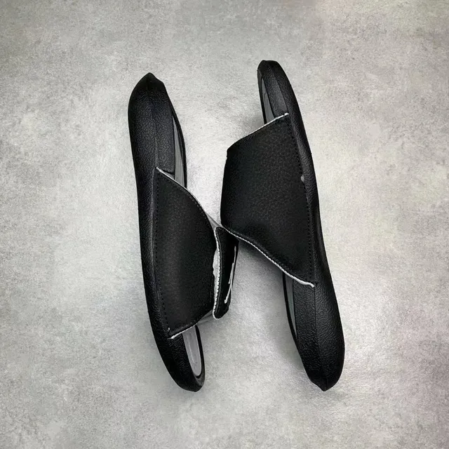 Black White Molded Rubber Sole Textured Upper Slippers 5
