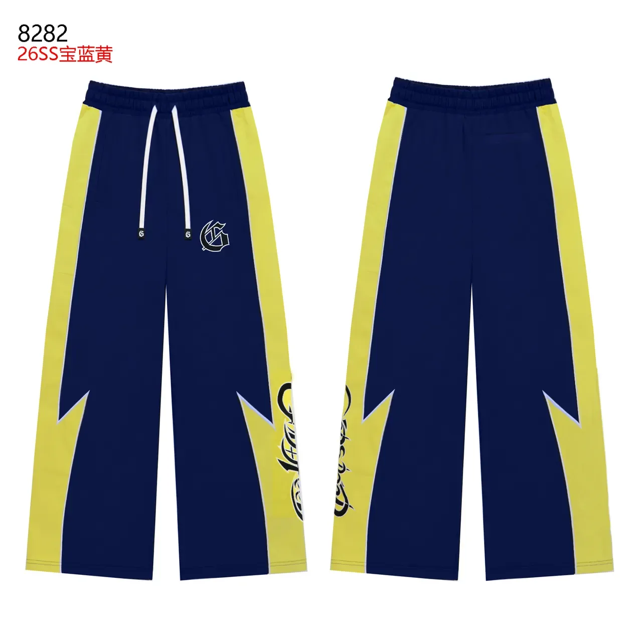 Black Yellow Lightning-Bolt Stripe Two-Tone Contrast Tracksuit 4