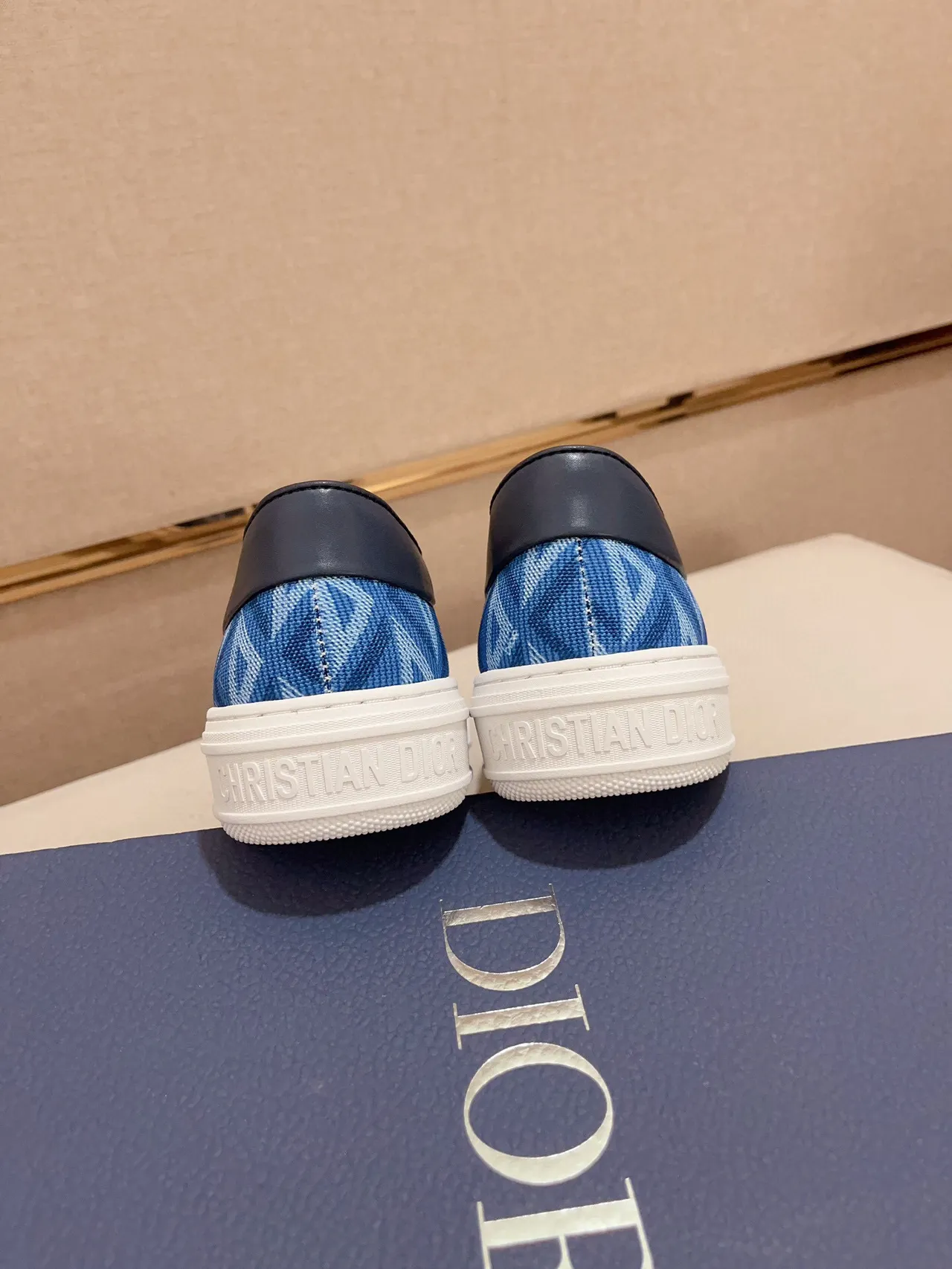 Blue Geometric-Print Slip-On Platform Sneaker 8