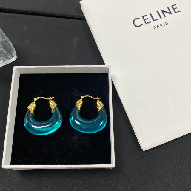 Boucles d'oreilles en résine translucide bleu et or en forme de feuille avec fermoir 5