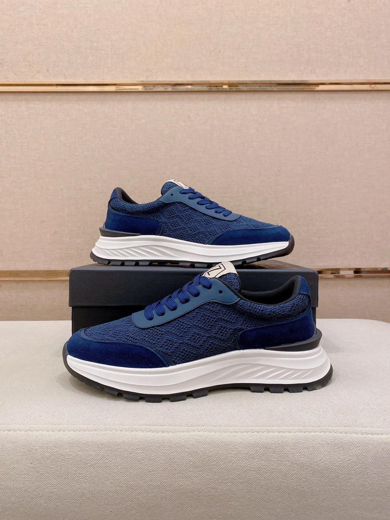 Blue Knit and Suede Chunky Sneaker 7