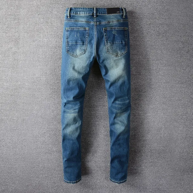 Blue Red Distressed Ripped Jeans 4