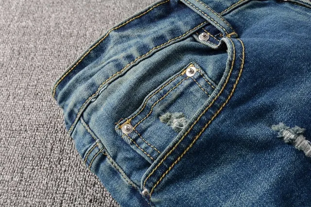 Blue Red Distressed Ripped Jeans 6