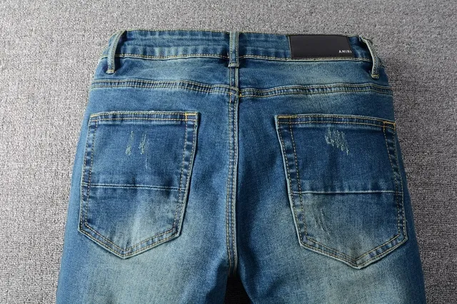 Blue Red Distressed Ripped Jeans 17