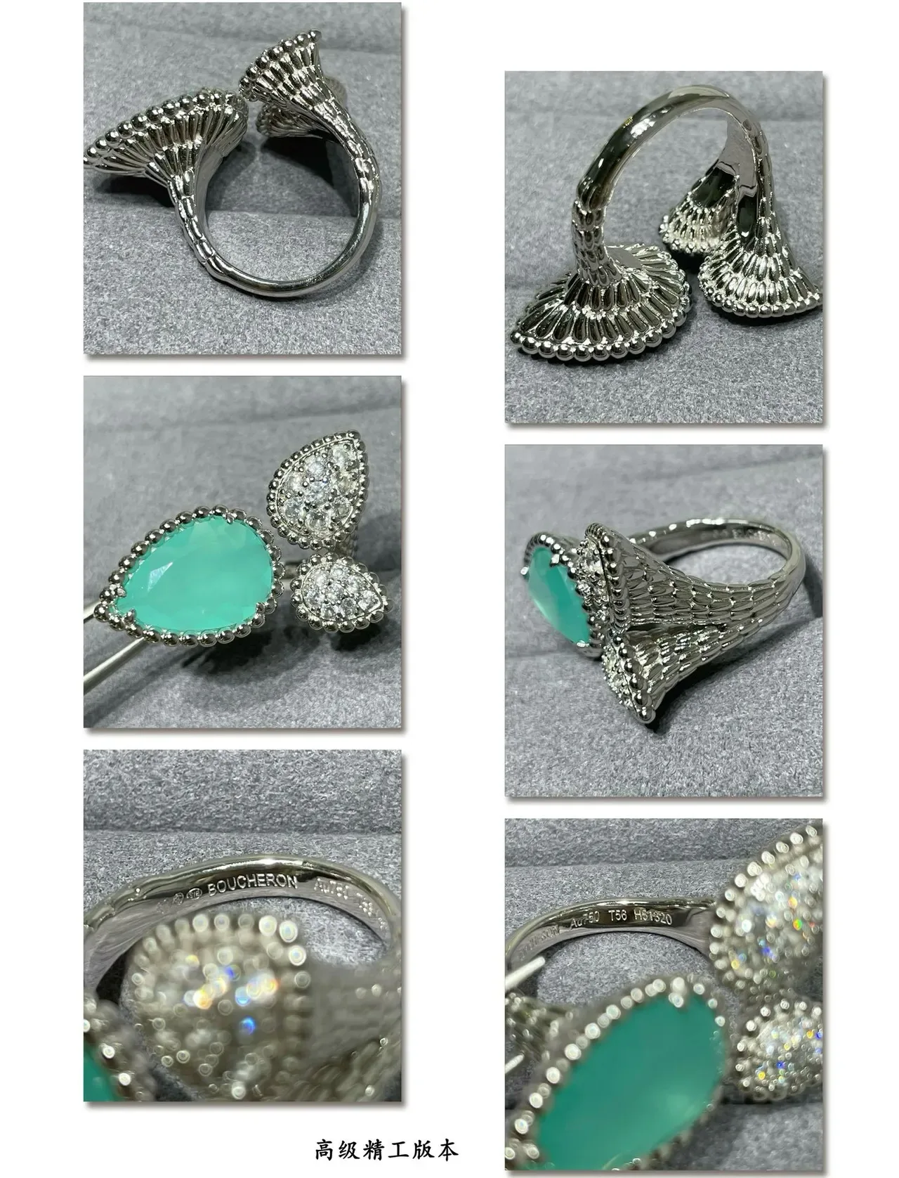 Blue Silver Teardrop-Shaped Pavé-Set Ring 5