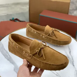 Brown Beige Suede Upper Moc-Toe Stitching Boat Shoes