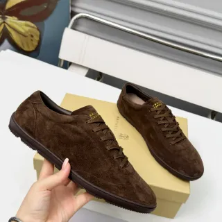 Brunello Cucinelli Sapatos Casuais Marrom em Camurça com Cadarços