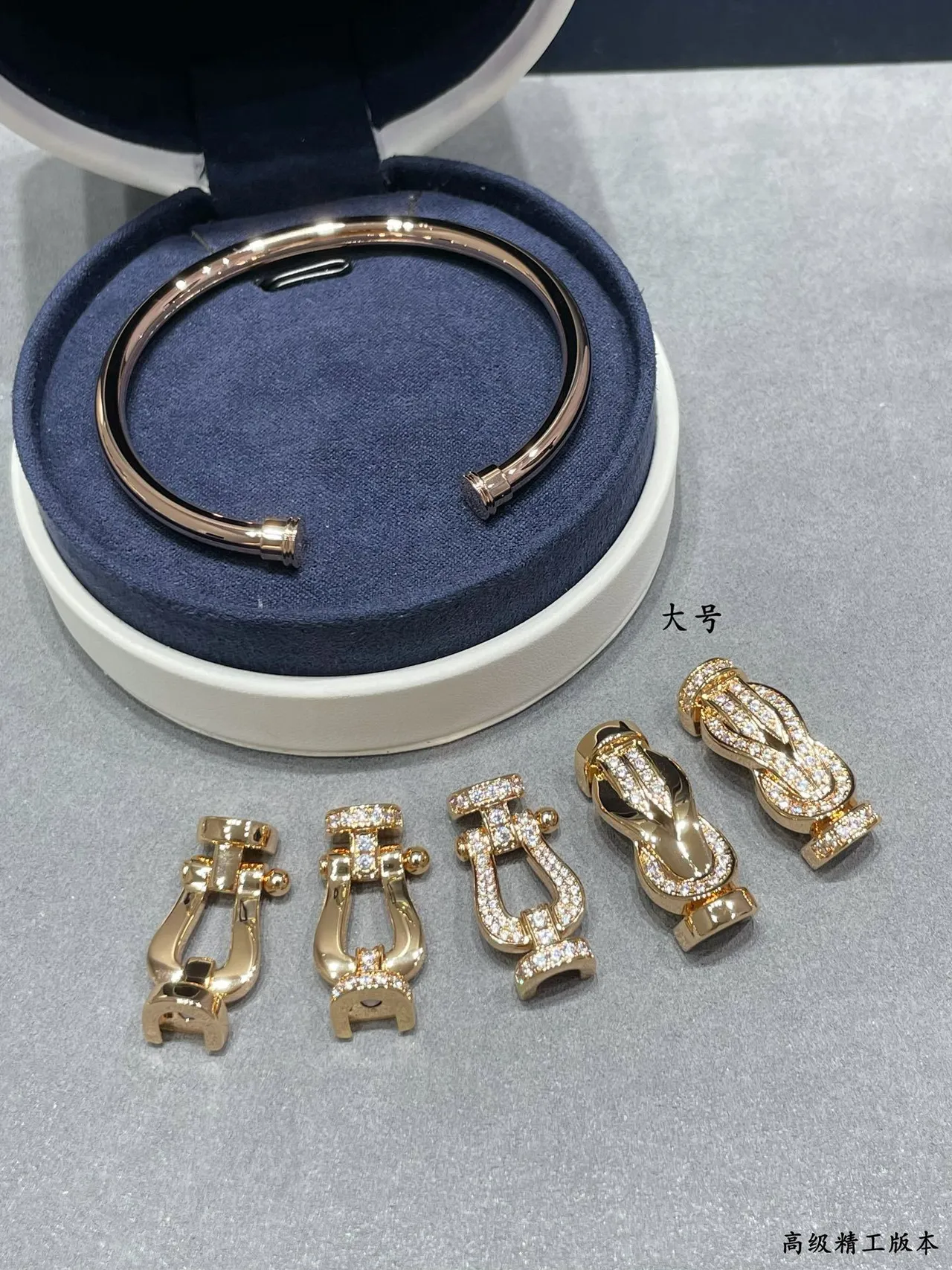 Buckle-Motif Pave-Set Rigid Bangle Bracelets 7