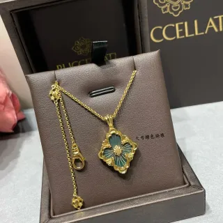 CCELLATI قلادة زهورية رباعية خضراء مينا ذهبية