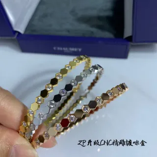 Chaumet ذهب فضة Hexagonal-Link Pavé-Set سوار