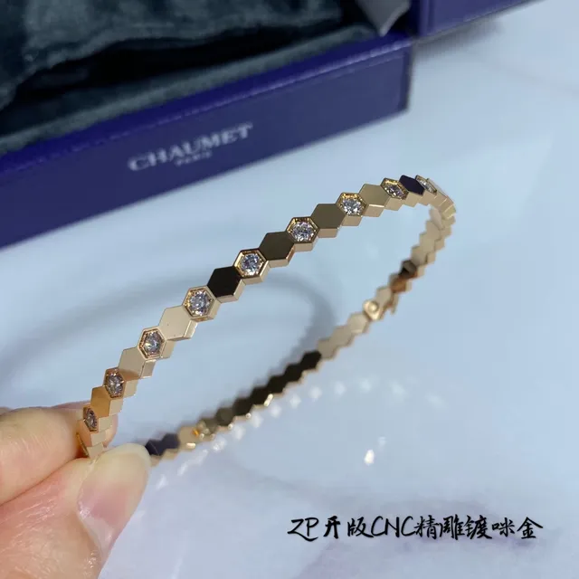 Chaumet Gold Silver Hexagonal-Link Pavé-Set Bracelet 3