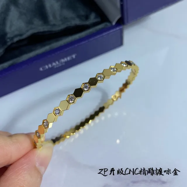 Chaumet Gold Silver Hexagonal-Link Pavé-Set Bracelet 4