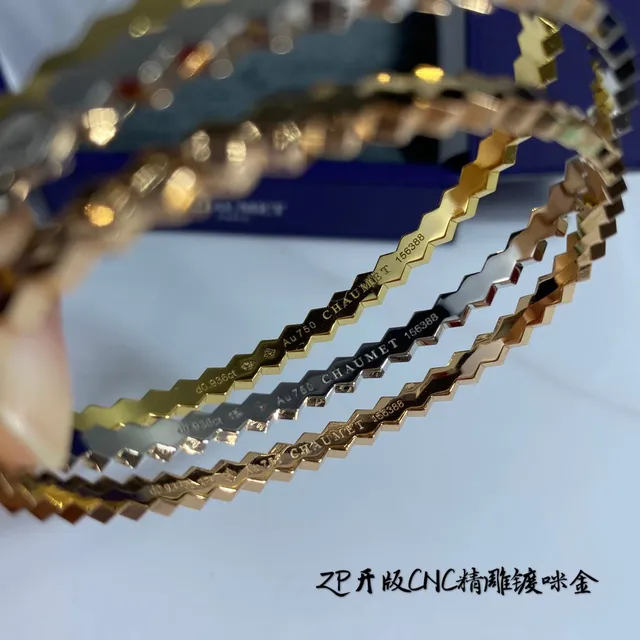 Chaumet Gold Silver Hexagonal-Link Pavé-Set Bracelet 6