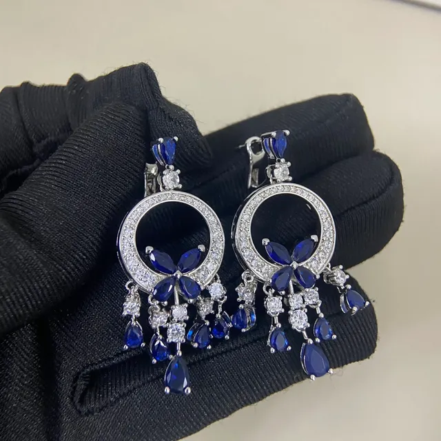 Circular Hoop Floral Chandelier Drop Earrings 3