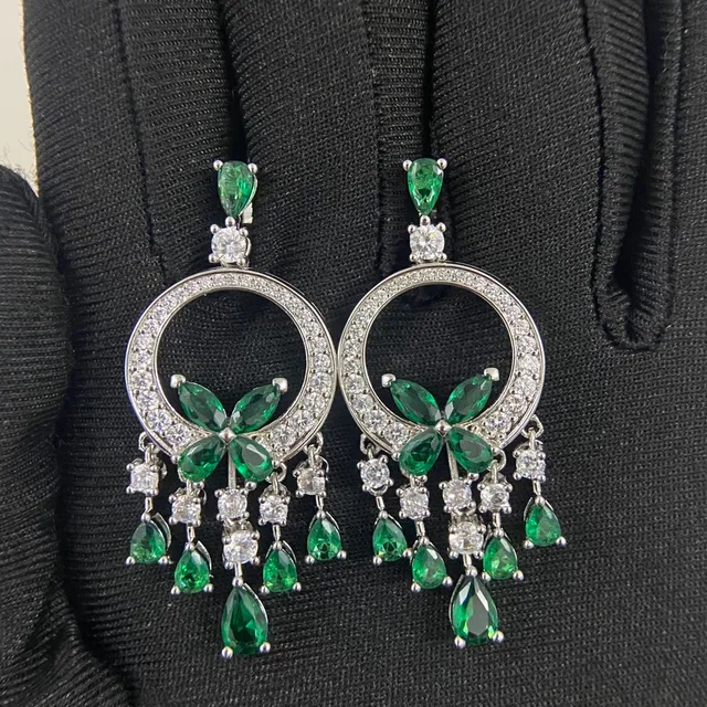 Circular Hoop Floral Chandelier Drop Earrings 7