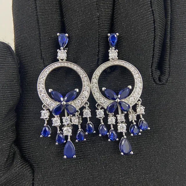 Circular Hoop Floral Chandelier Drop Earrings 8