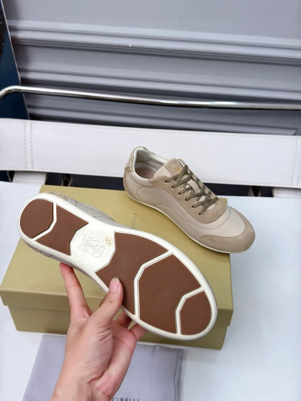 Cucinelli Beige Suede and Textile Lifestyle Sneakers 2