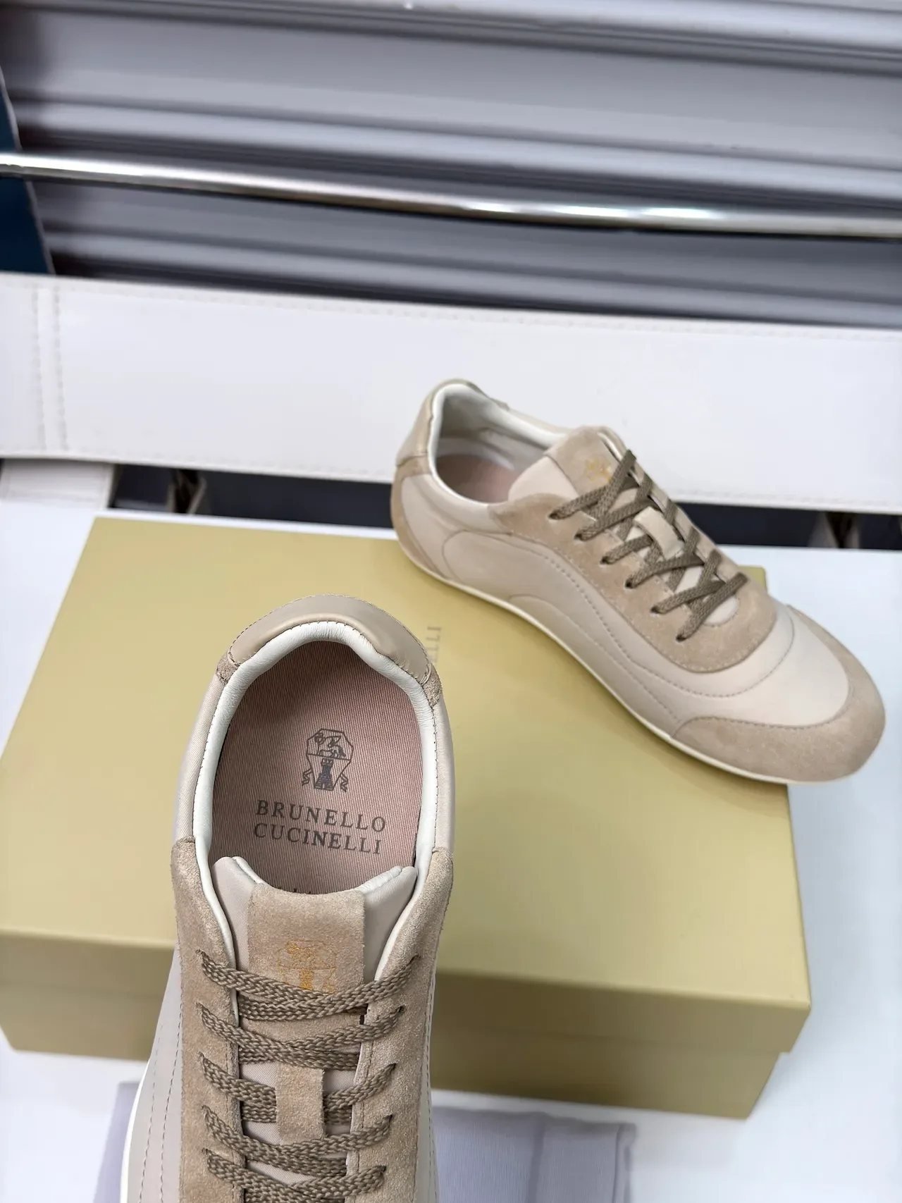 Cucinelli Beige Suede and Textile Lifestyle Sneakers 3
