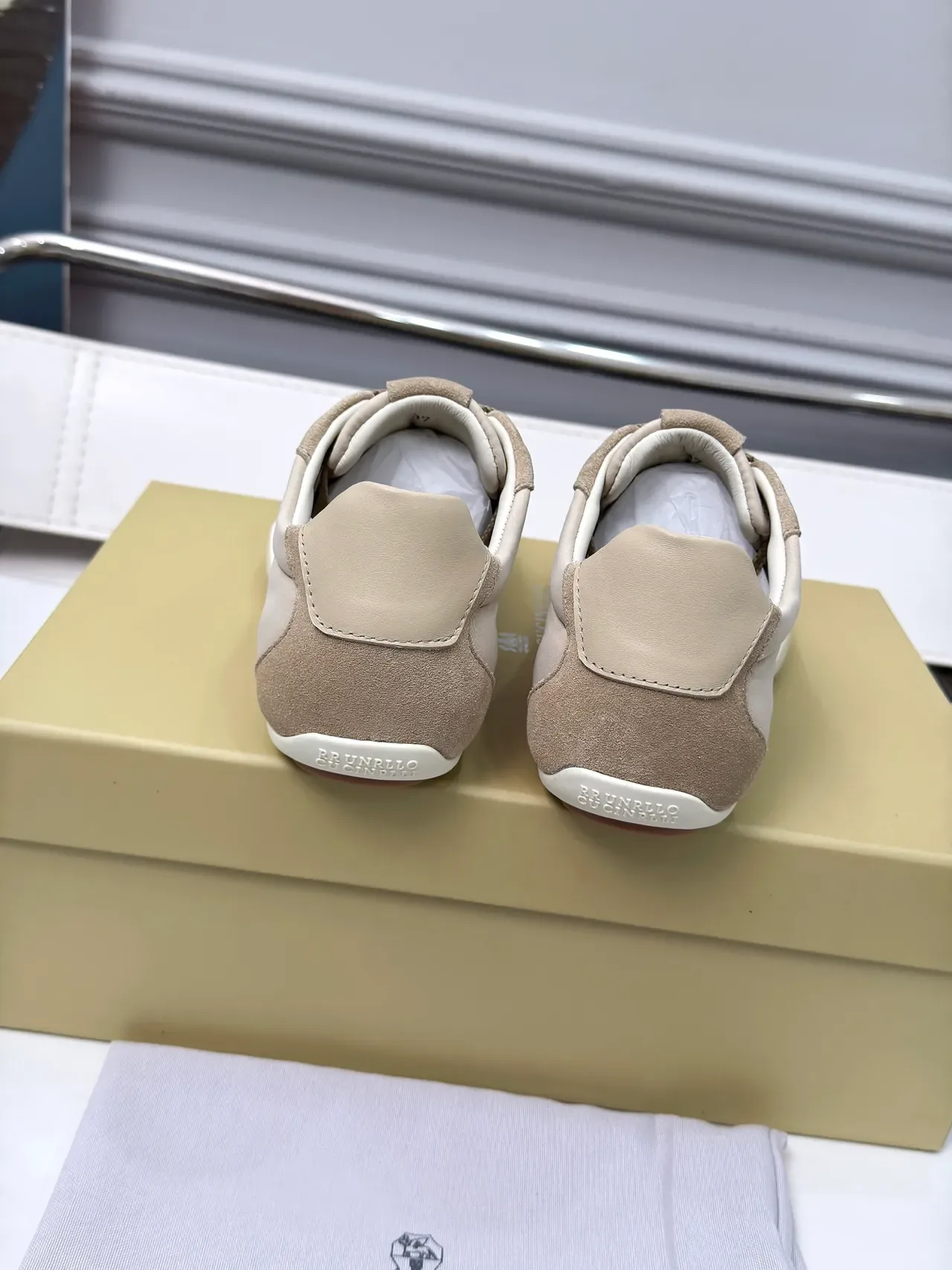 Cucinelli Beige Suede and Textile Lifestyle Sneakers 4