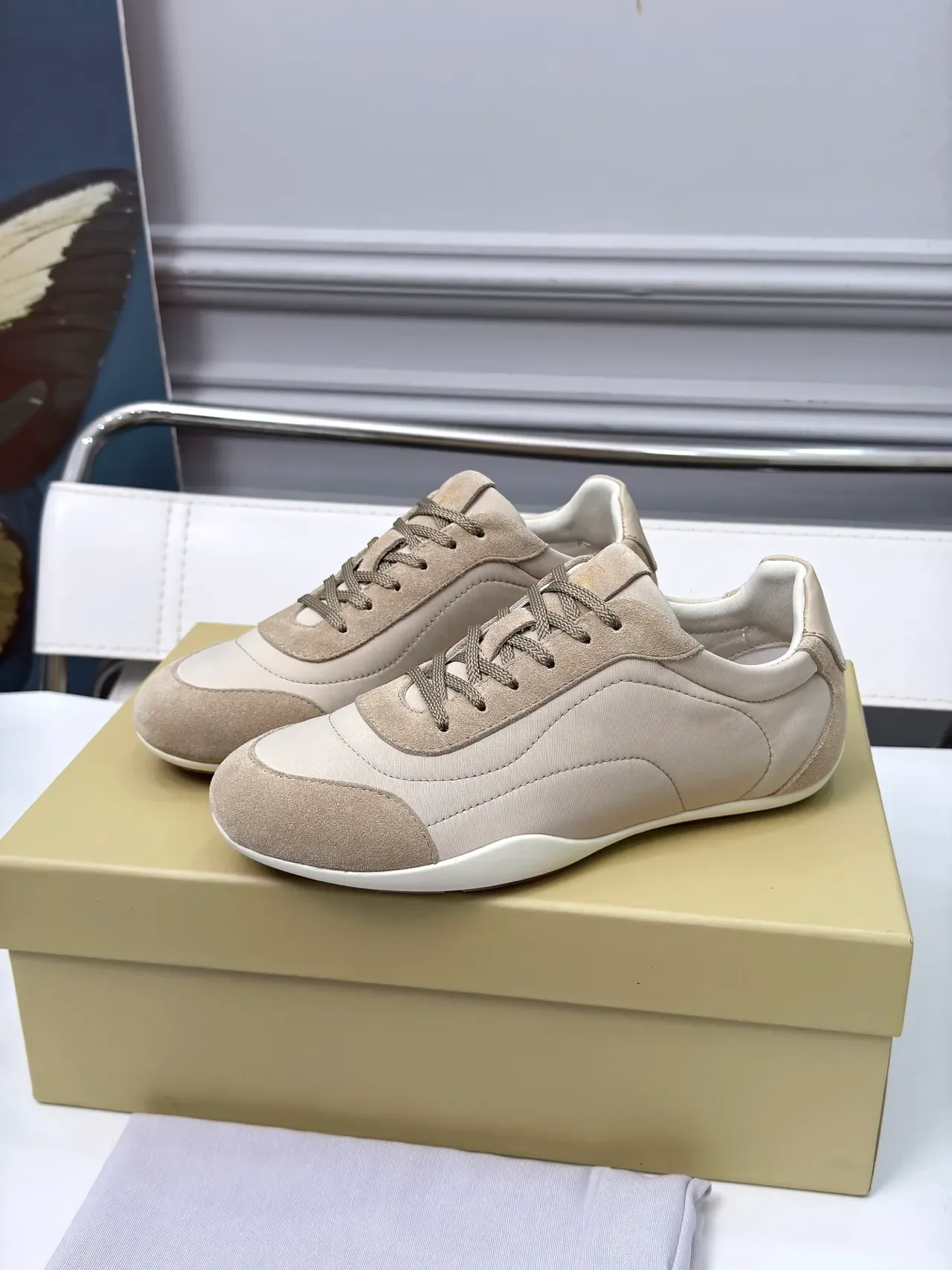 Cucinelli Beige Suede and Textile Lifestyle Sneakers 5