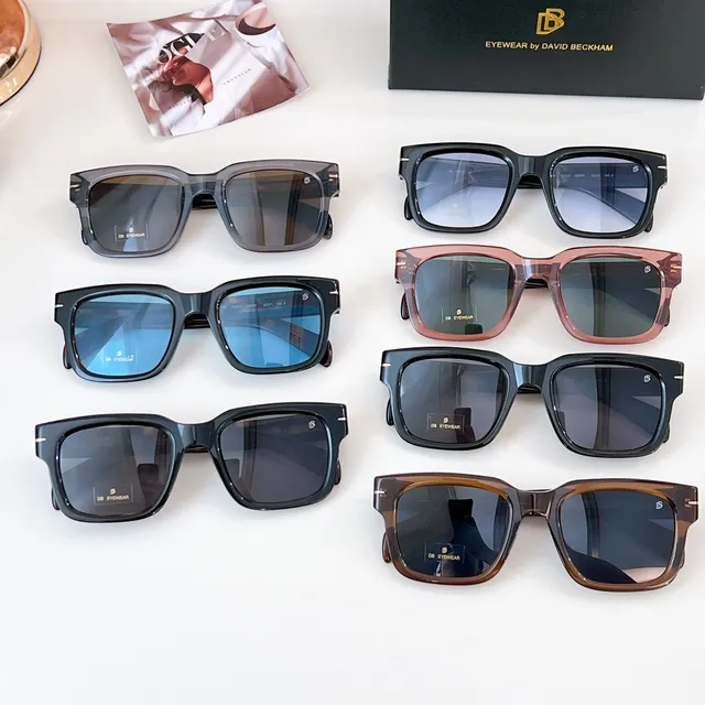 David Beckham Eyewear काला भूरा आयताकार फ्रेम कछुए के खोल वाले टेम्पल सनग्लासेज 3