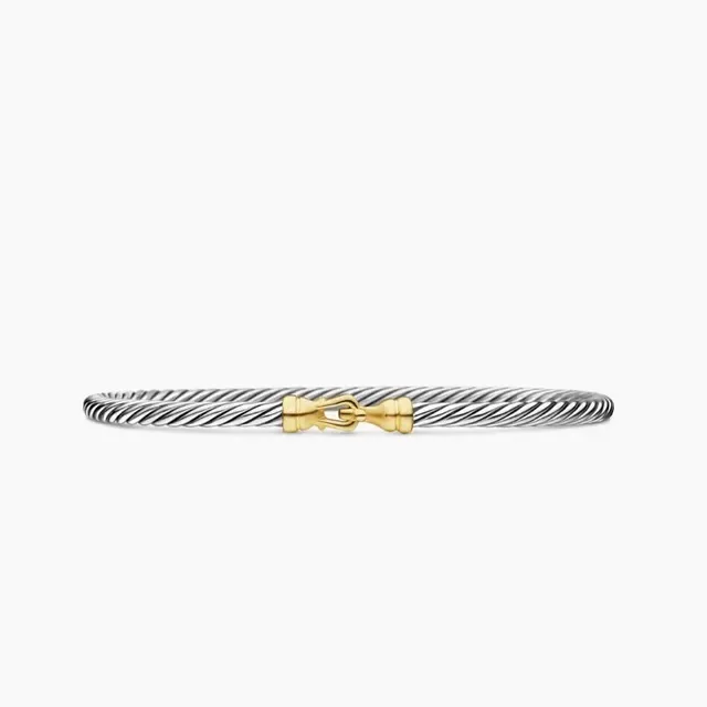 David Yurman Cable Bangle Silver and Gold Two-Tone Bracelet 2