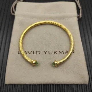 David Yurman Cable Classics Twisted Gold-Tone Peridot Terminal Bracelet