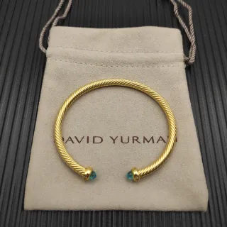 David Yurman سوار كابل ملتوي ذهبي أزرق