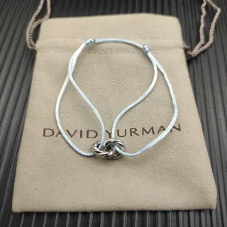 David Yurman تعويذة العقدة الأزرق الفضي الملتوي الحبل القابل للتعديل سوار