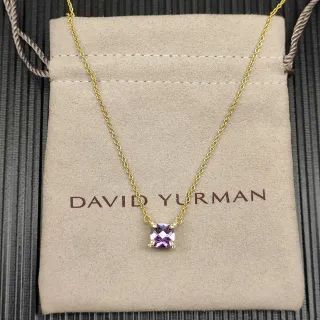 David Yurman Collier Chaîne d'Or Gemme Coupe Cushion-Pourpre