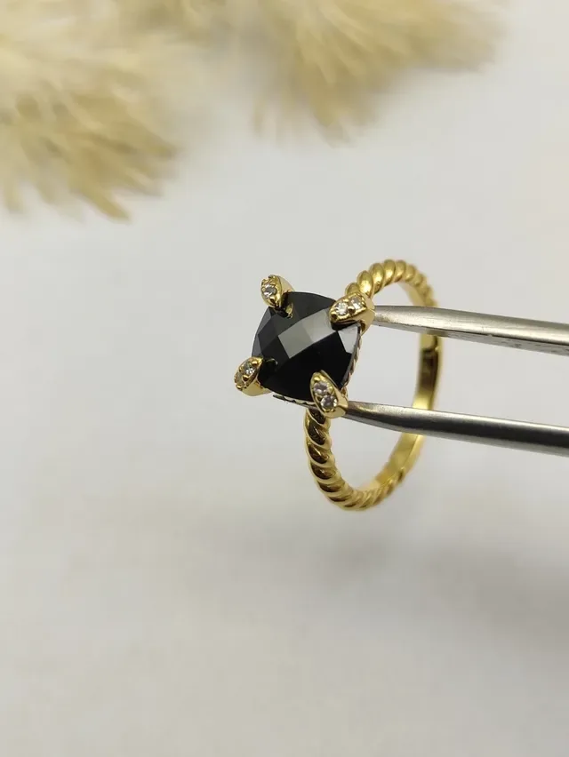 David Yurman Twisted Rope কালো জেমস্টোন রিং 5