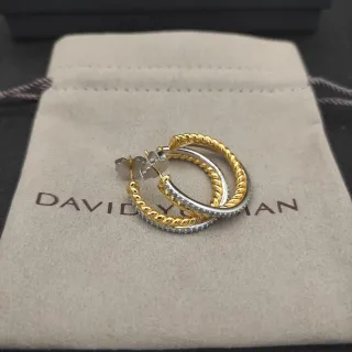 David Yurman aros de dois tons retorcidos com pavé