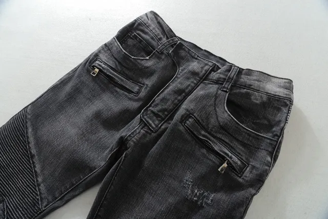 Distressed Black Motorcycle-Style Jeans 5