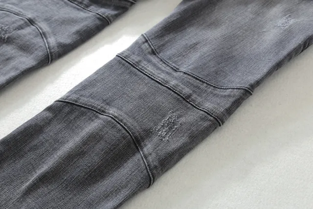 Distressed Black Motorcycle-Style Jeans 17
