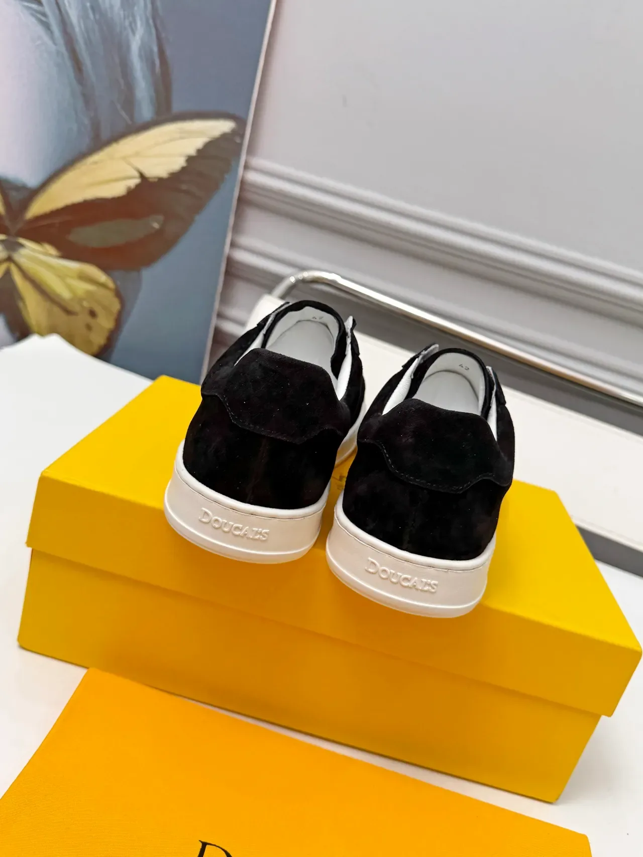 DOUCAI'S Black Suede Slip-On Lifestyle Sneakers 3
