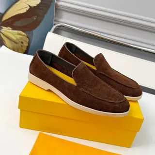 DOUCAL'S بني أصفر سويدي علوي slip-on كونستركشن لوفر