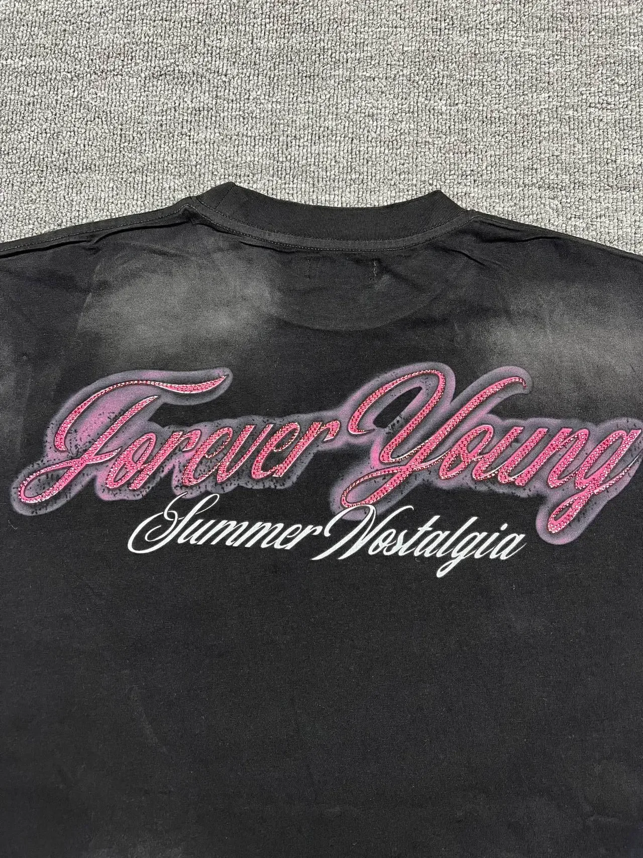 DUAA Graphic-Print Washed Black Oversized T-Shirt 2