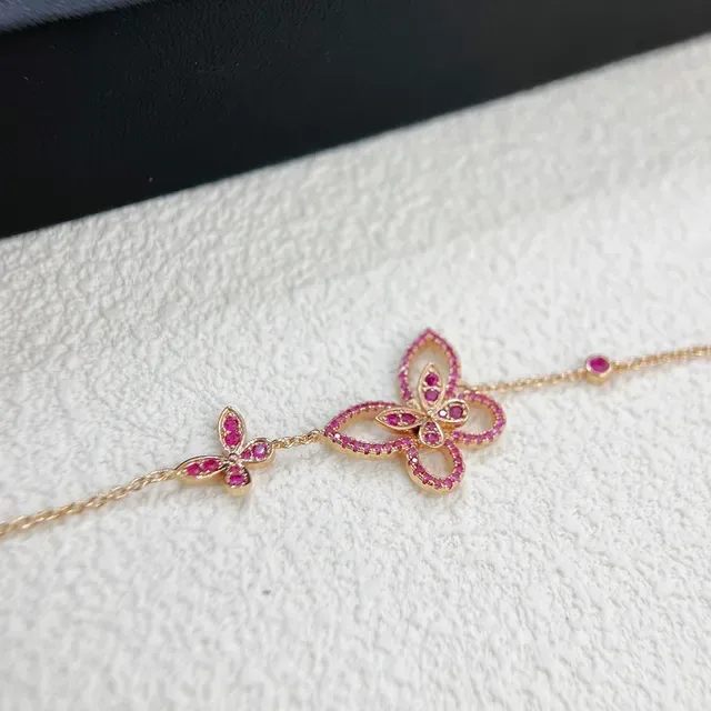 Collier Papillons Doubles Pavé Gemstone Rose Gold-Tone 4