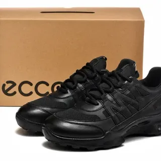 ECCO كل أسود طبقات شبكة اصطناعية أحذية رياضية أسلوب حياة