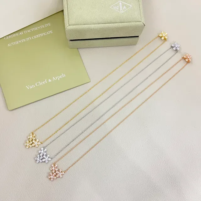 Floral Pavé Crystal Dual-Flower Pendant Necklaces 2