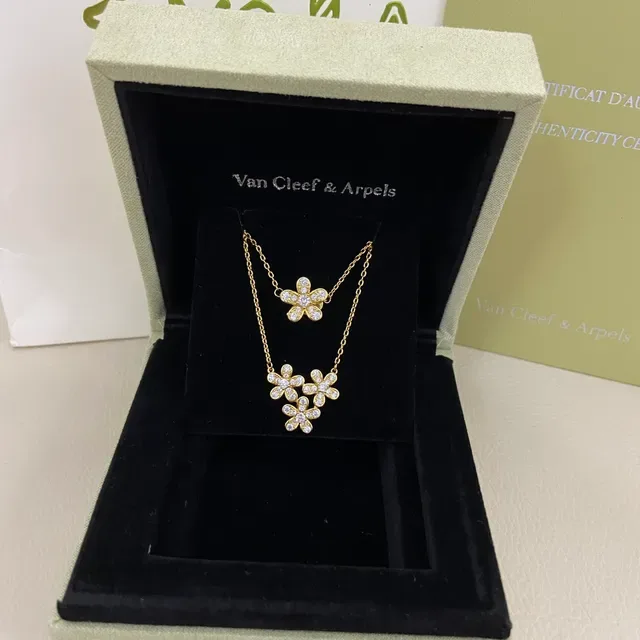 Floral Pavé Crystal Dual-Flower Pendant Necklaces 5