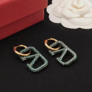 Brincos Hoop Geométricos Pavé Verde e Dourado
